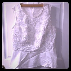 White Liz Claiborne blouse with embroidered floral